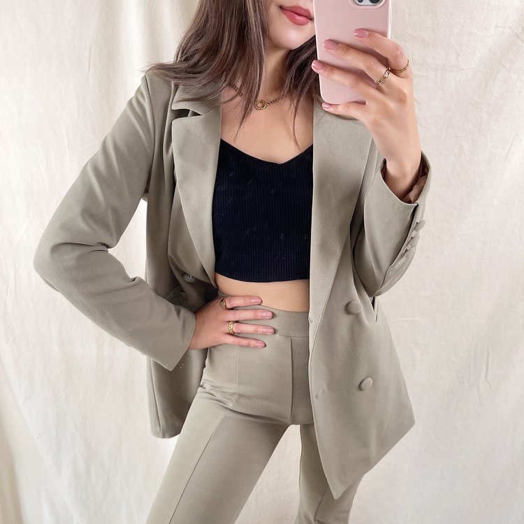 Zhara Button Blazer / Olive Green
