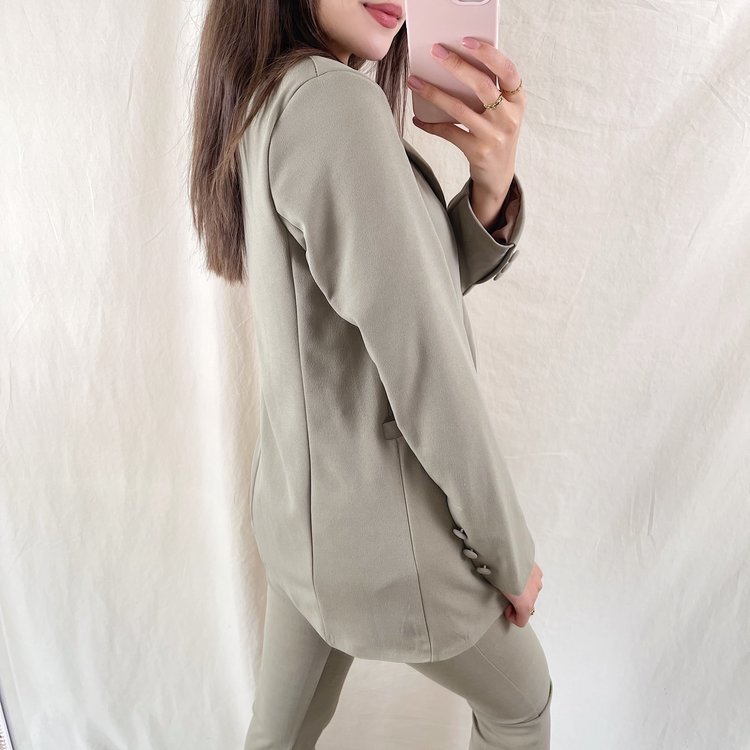 Zhara Button Blazer / Olive Green