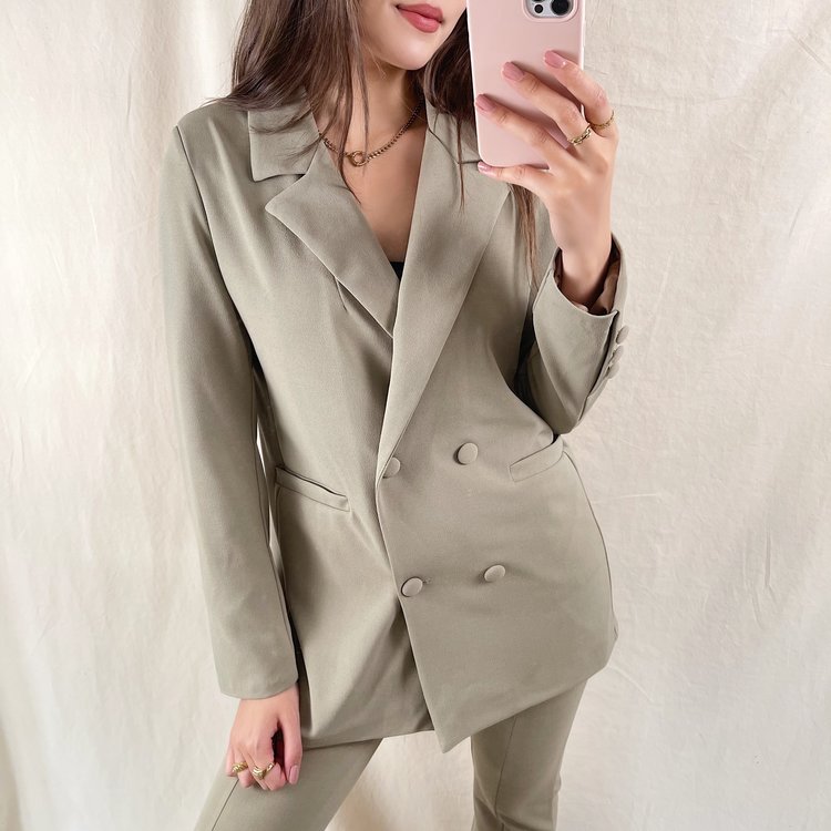 Zhara Button Blazer / Olive Green