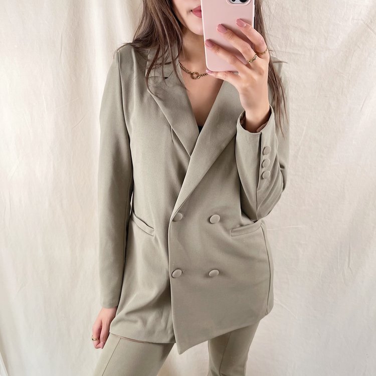Zhara Button Blazer / Olive Green