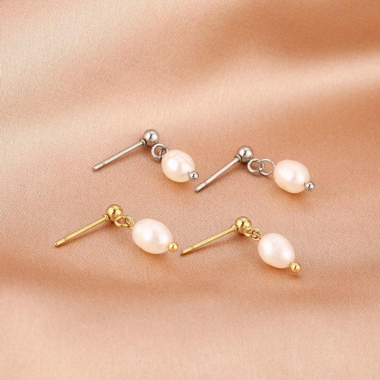 Gold Pearl Stud Earrings