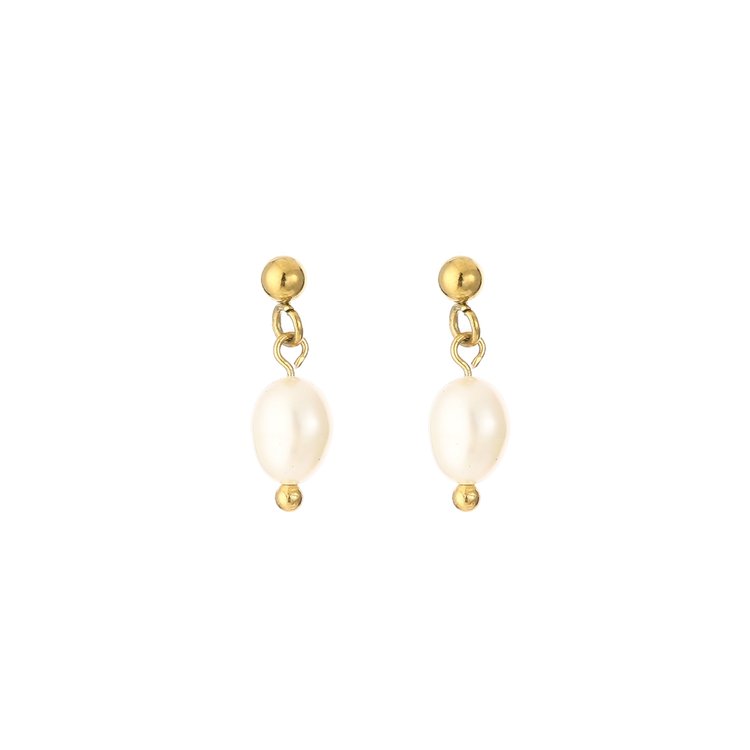 Gold Pearl Stud Earrings