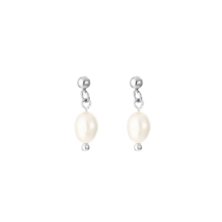 Silver Pearl Stud Earrings
