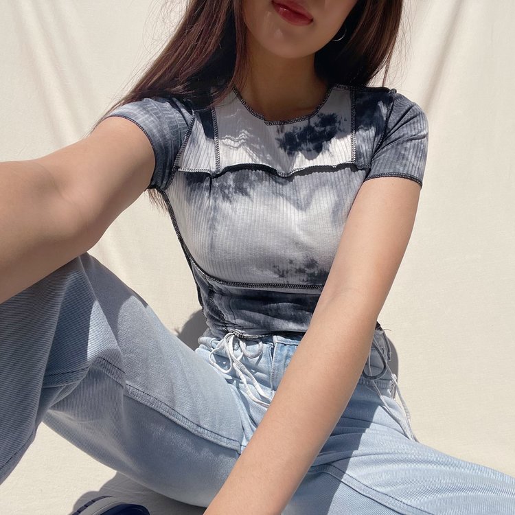 Ellisse Tie Dye Top / Black