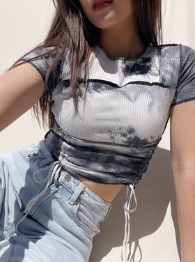 Ellisse Tie Dye Top / Black