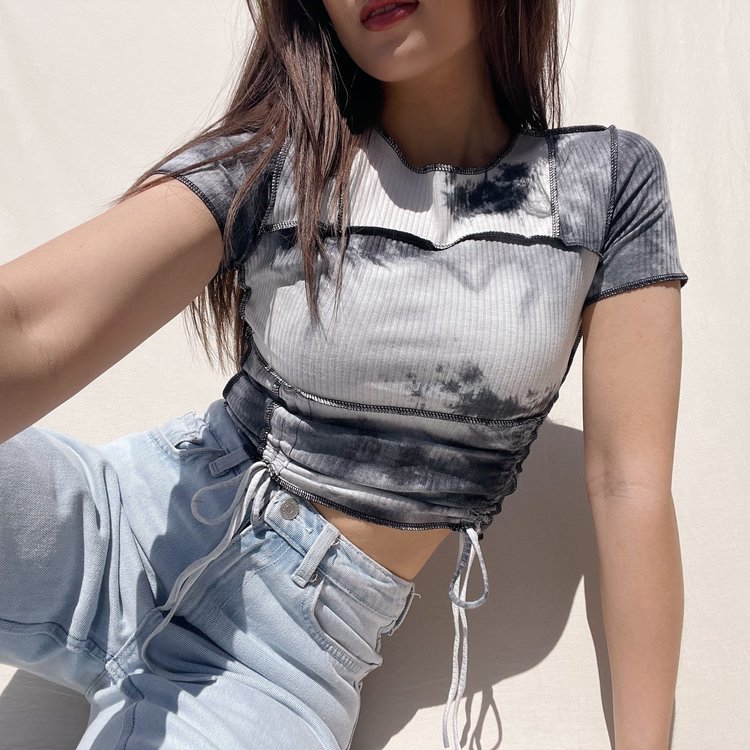 Ellisse Tie Dye Top / Black