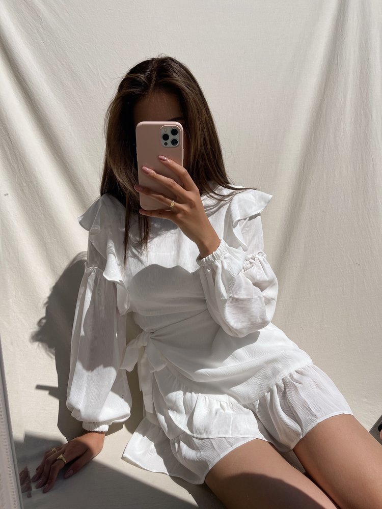 Lune Ruffle Dress / White