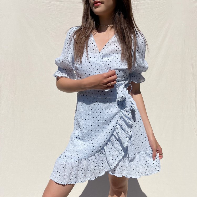 Yumea Dots Wrap Dress / Blue