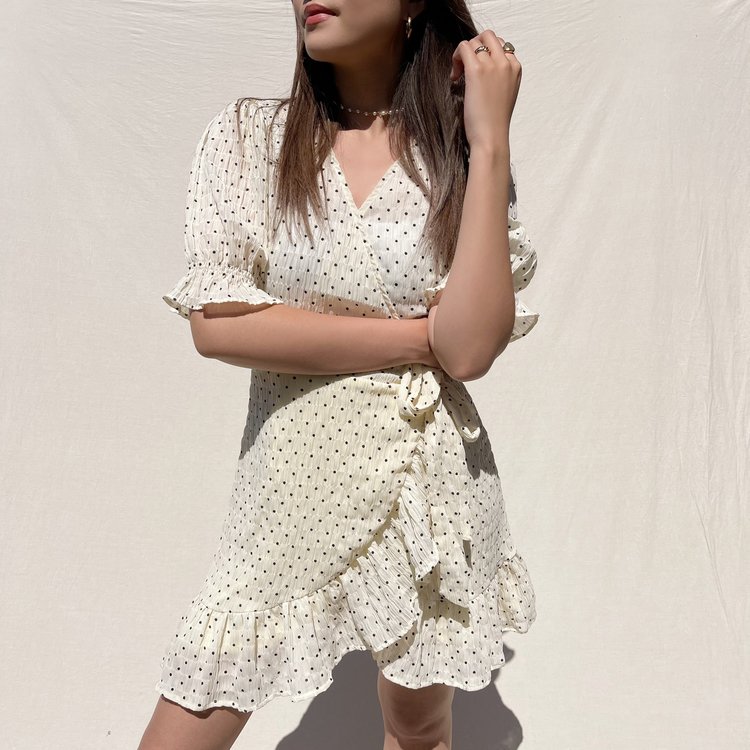 Yumea Dots Wrap Dress / Yellow