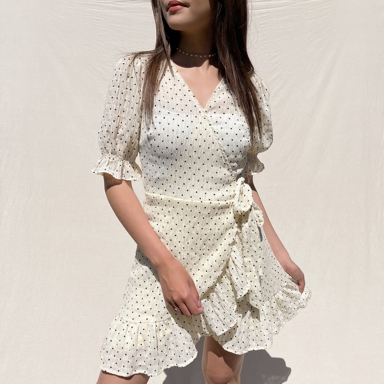 Yumea Dots Wrap Dress / Yellow