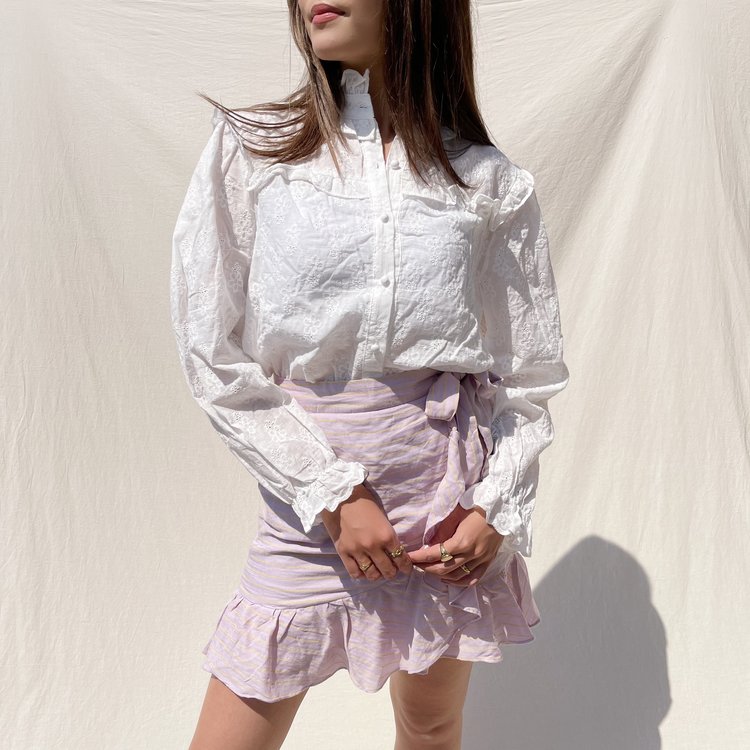Ayaka Embroidered Blouse / White