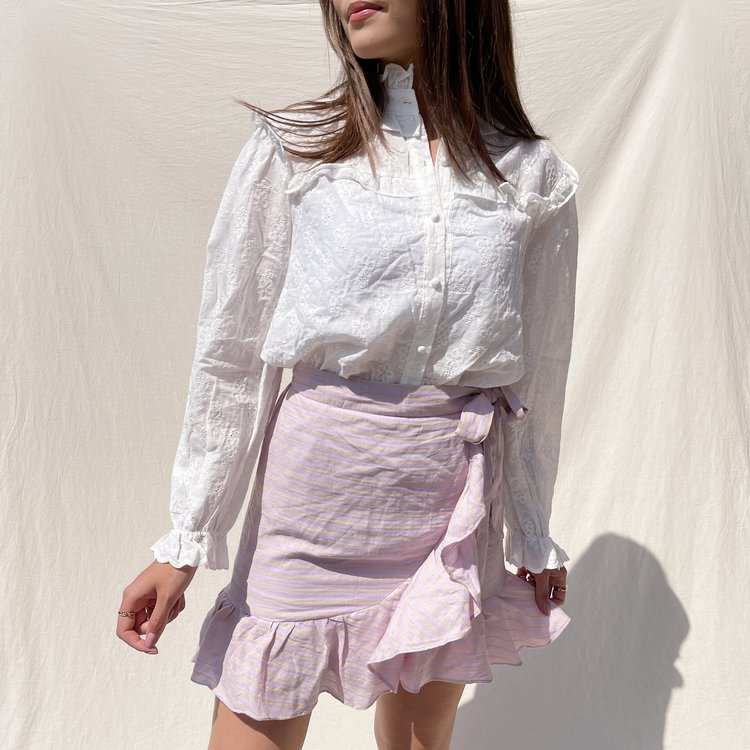 Ayaka Embroidered Blouse / White