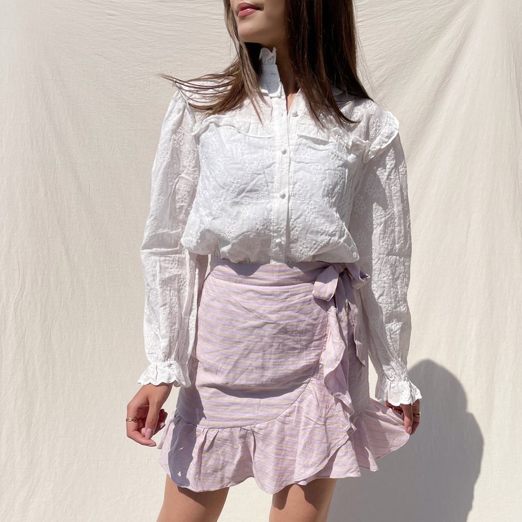 Ayaka Embroidered Blouse / White