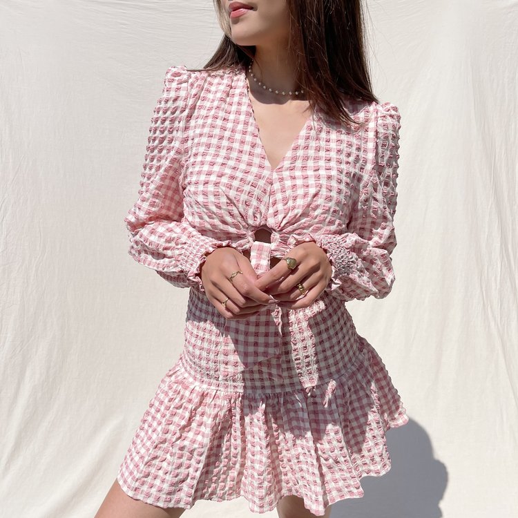 Rosetta Vichy Crop Top / Pink