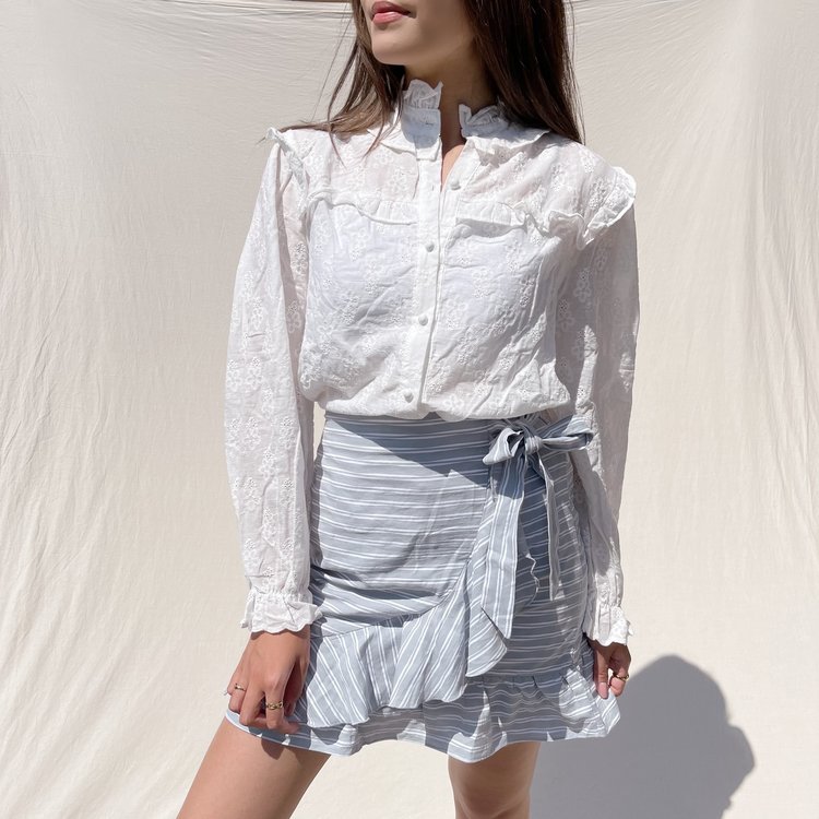 Luisa Striped Skirt / Grey Blue