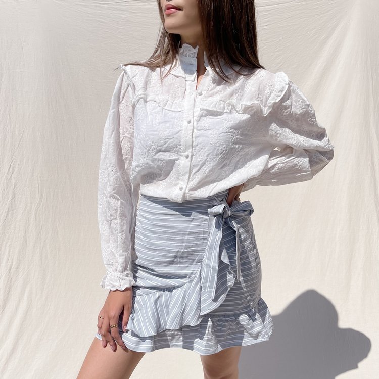 Luisa Striped Skirt / Grey Blue