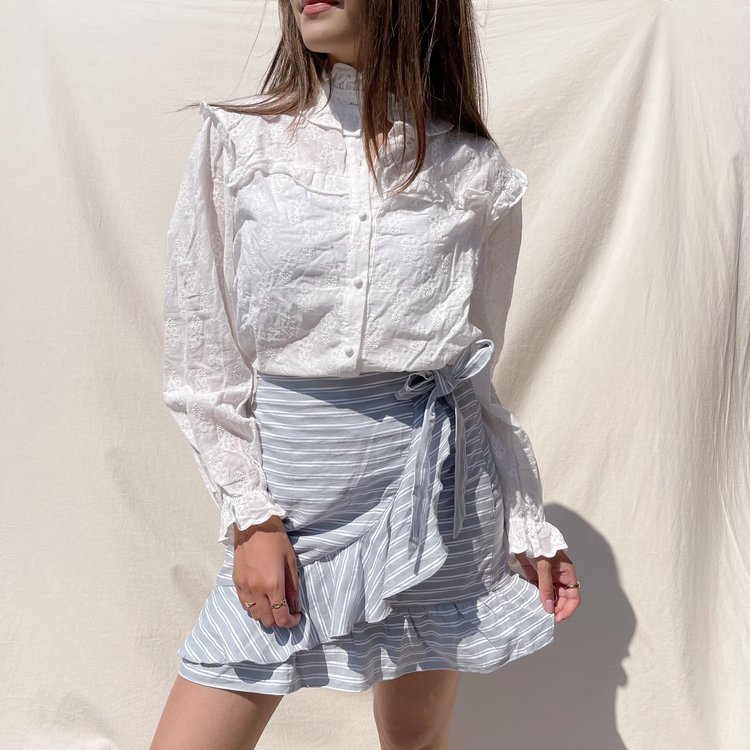 Luisa Striped Skirt / Grey Blue