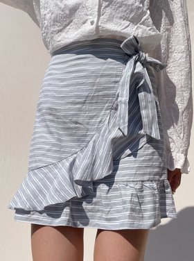Luisa Striped Skirt / Grey Blue