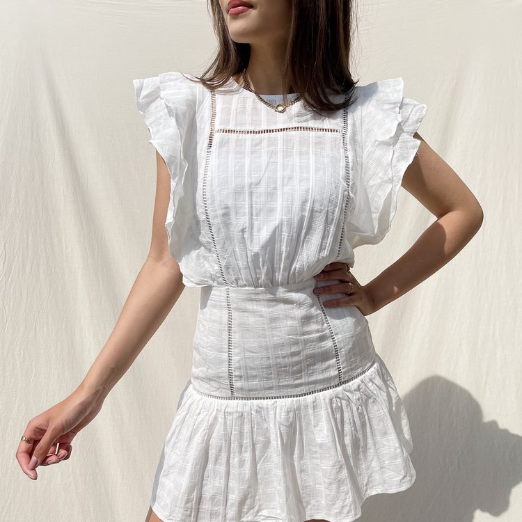 Noella Ruffle Dress / White