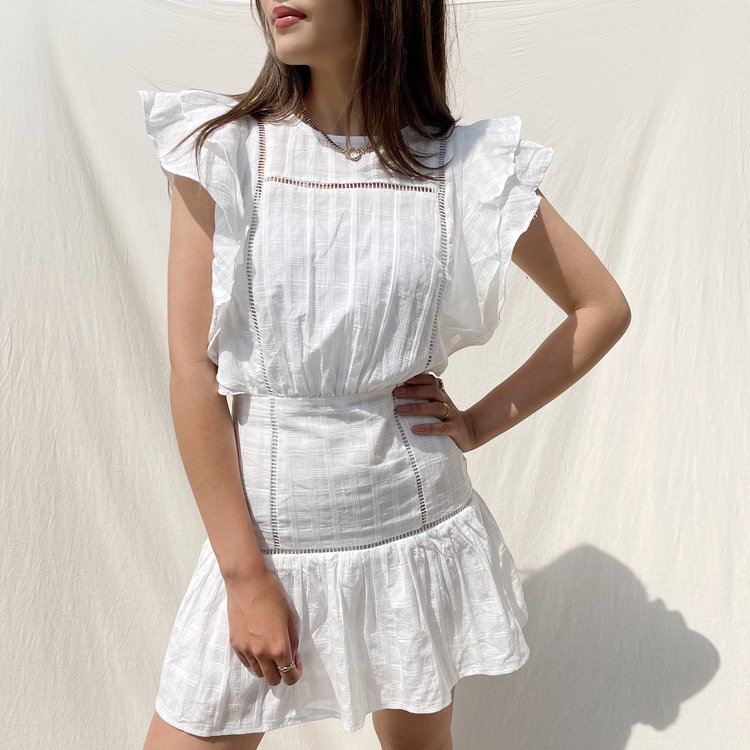 Noella Ruffle Dress / White