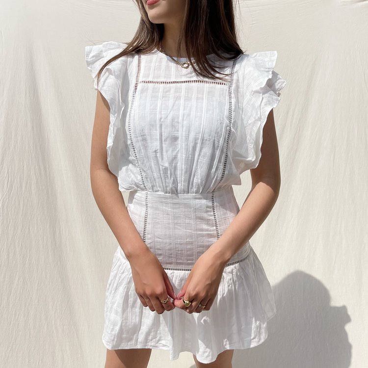 Noella Ruffle Dress / White