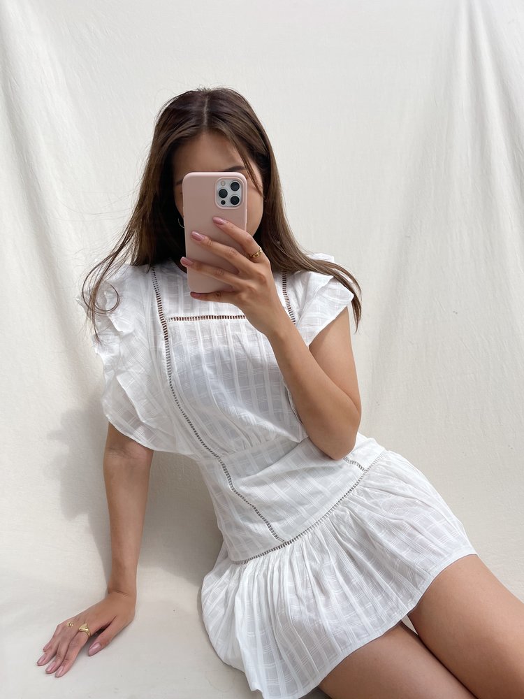 Noella Ruffle Dress / White