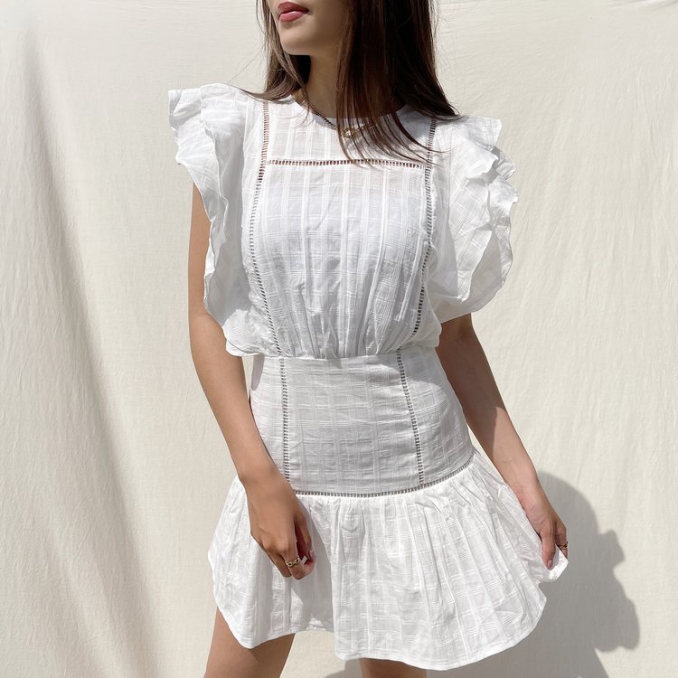 Noella Ruffle Dress / White