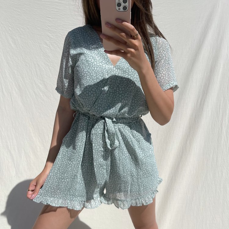 Xari Leopard Playsuit / Green