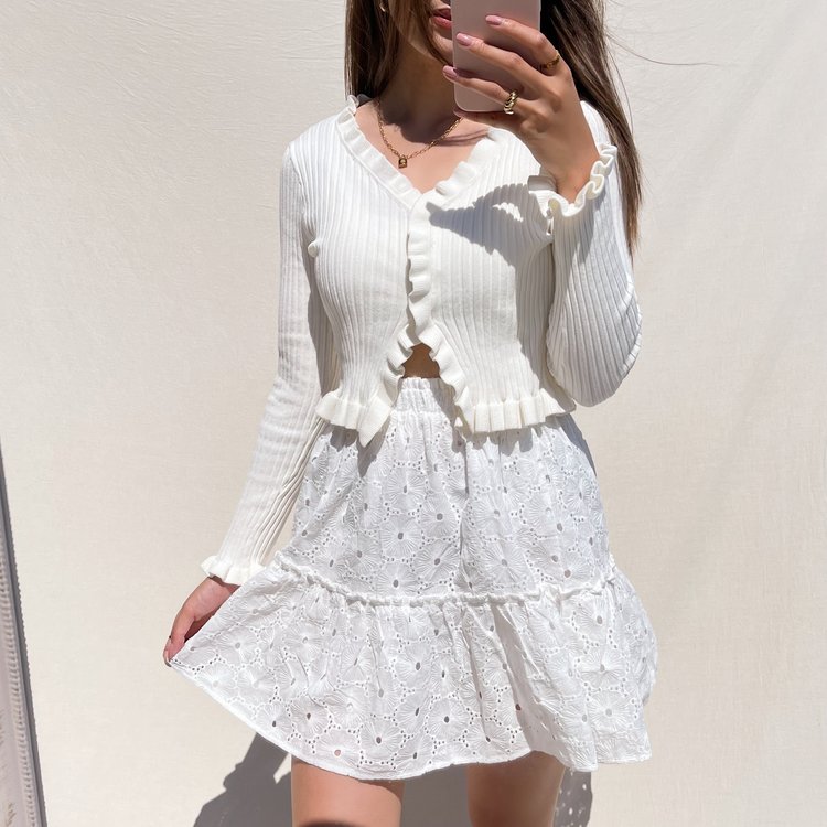 Miki Embroidered Skirt / White