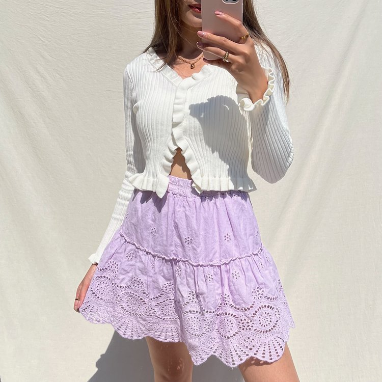 Yuna Embroidered Skirt / Lilac