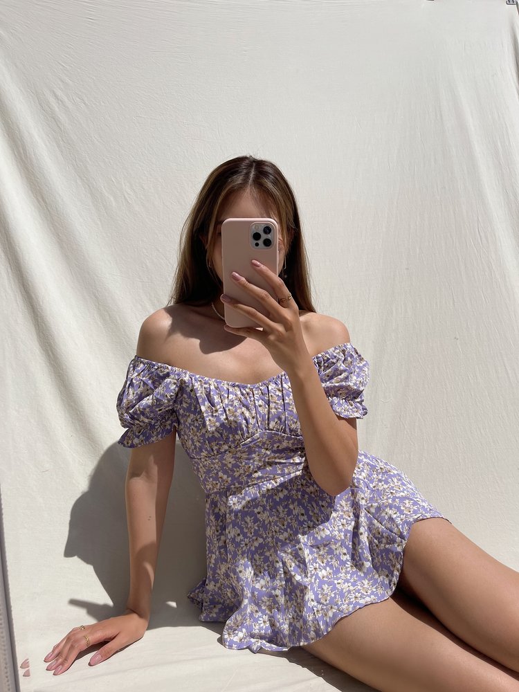 Haruna Flower Playsuit / Lilac