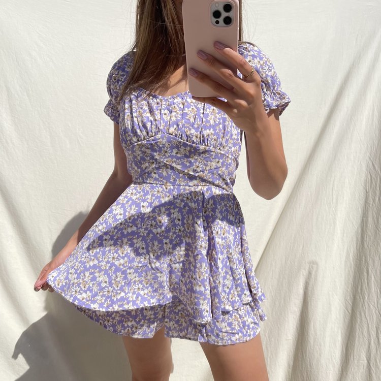 Haruna Flower Playsuit / Lilac