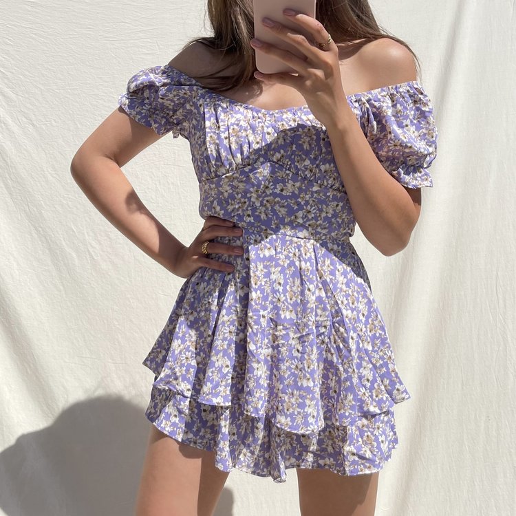 Haruna Flower Playsuit / Lilac