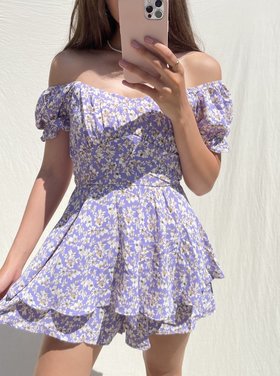 Haruna Flower Playsuit / Lilac