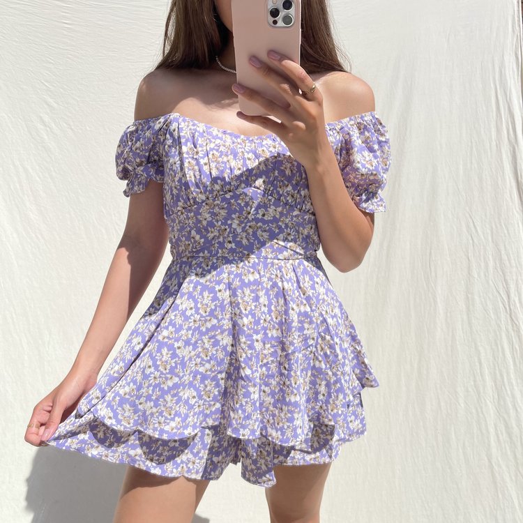 Haruna Flower Playsuit / Lilac