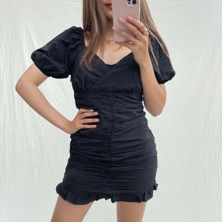 Yuja Ruched Dress / Black