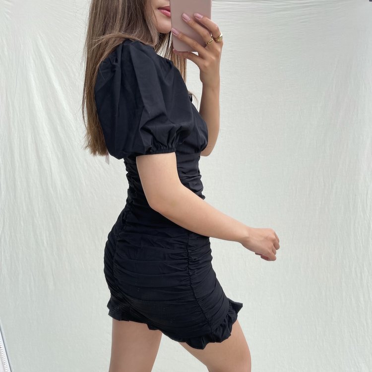 Yuja Ruched Dress / Black