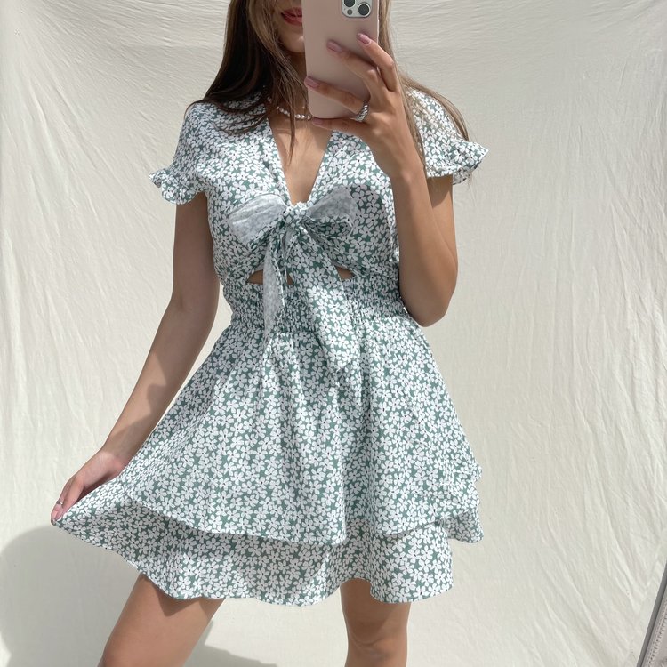 Solana Flower Dress / Sea Green