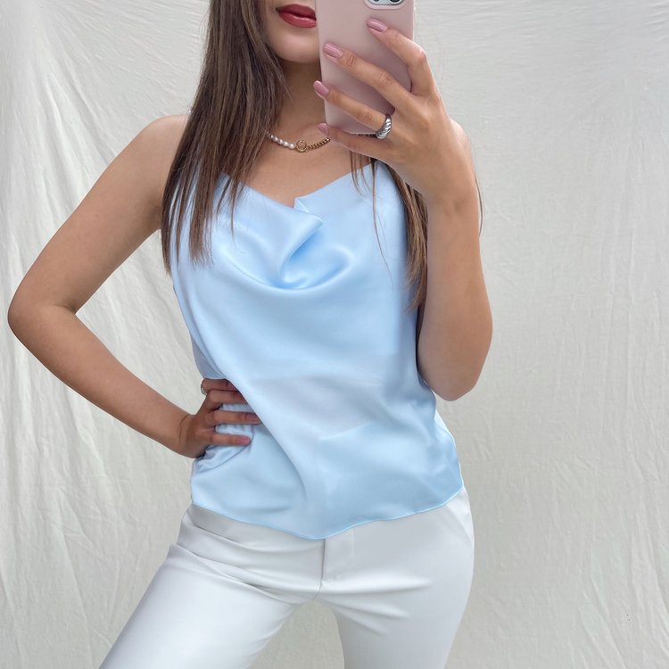 Raela Satin Top / Blue