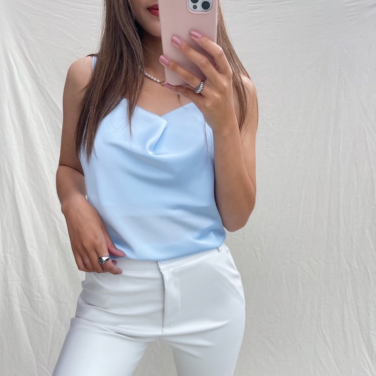 Raela Satin Top / Blue