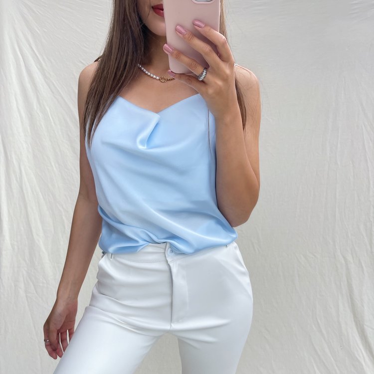 Raela Satin Top / Blue