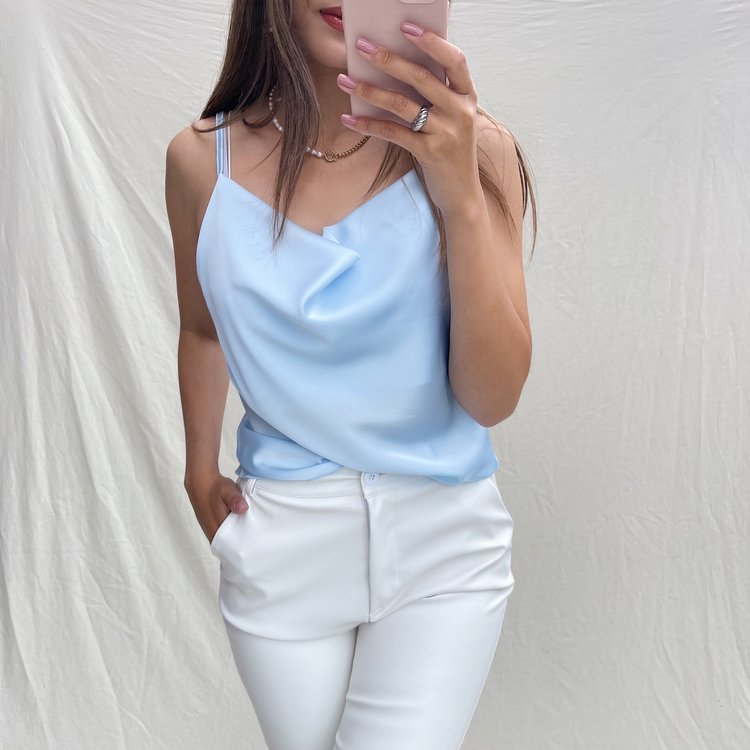 Raela Satin Top / Blue