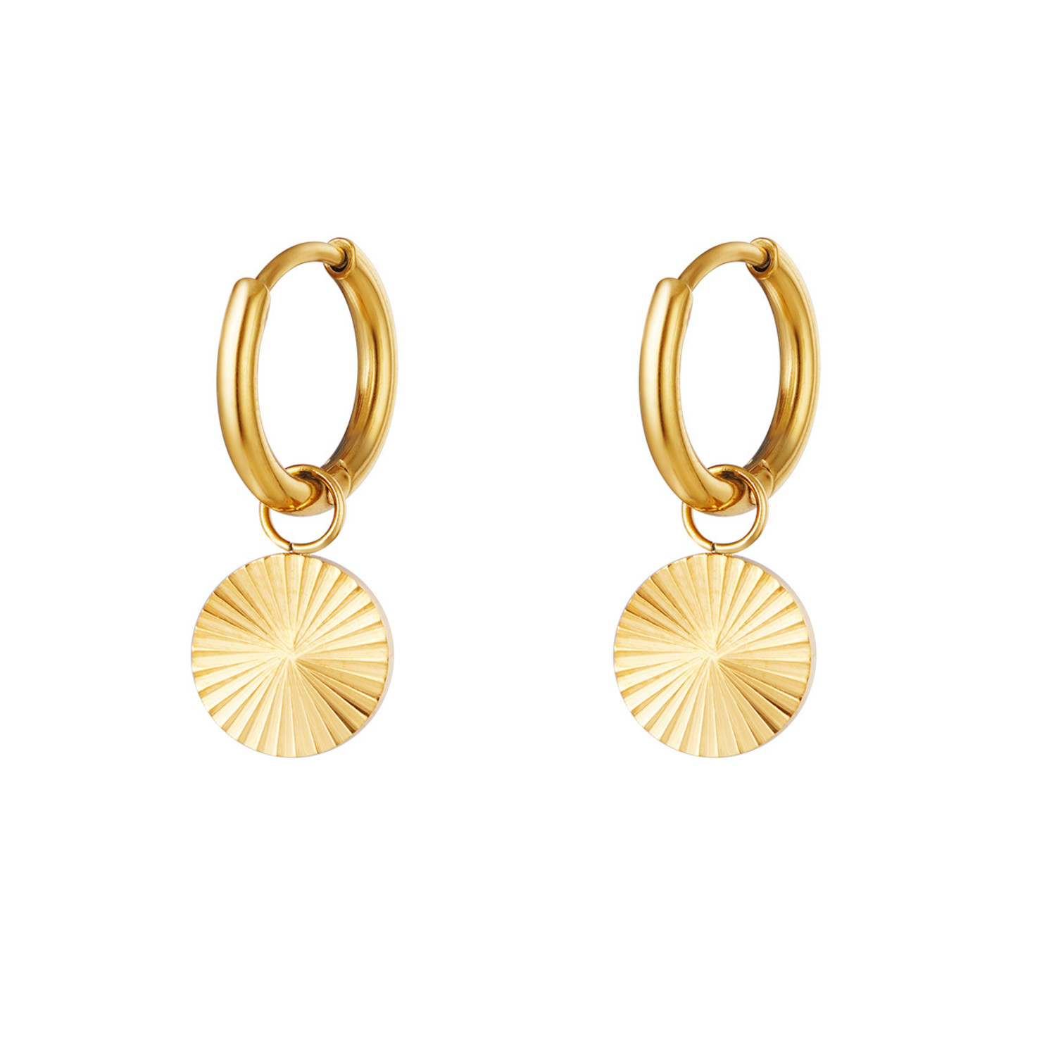 Gold Textured Coin Earrings - Hello My Love Gold Textured Coin Earrings - Hello My Love