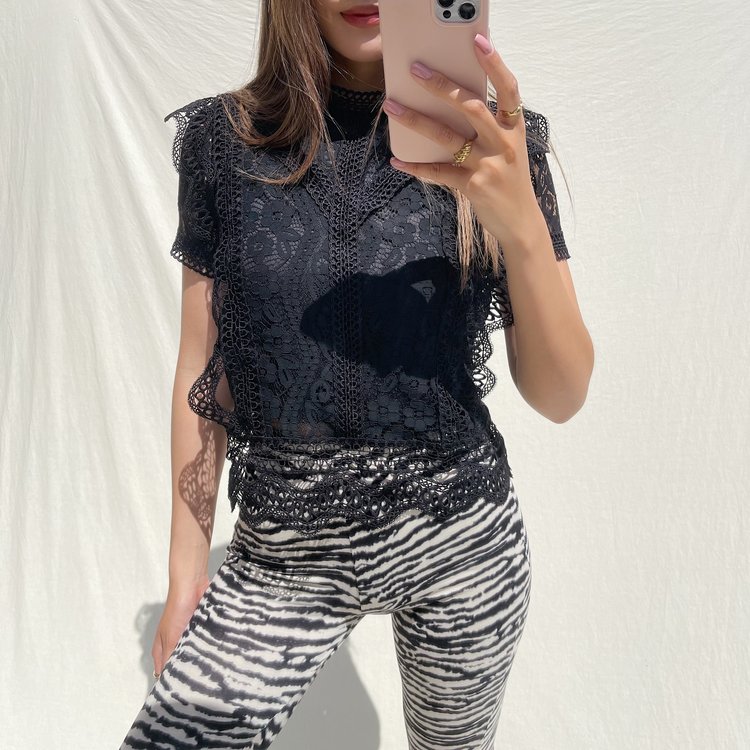 Louva Lace Top / Black