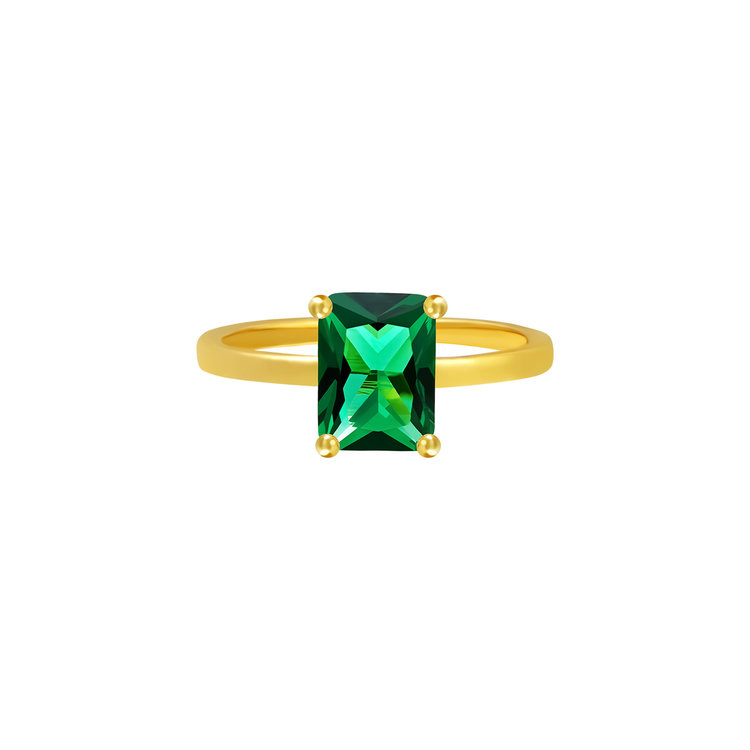Gold Shimmer Stone Ring / Green