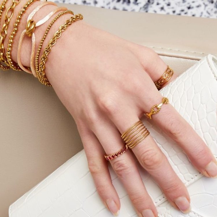 Gold Sparkle Row Ring / Green