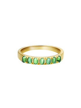 Gold Sparkle Row Ring / Green