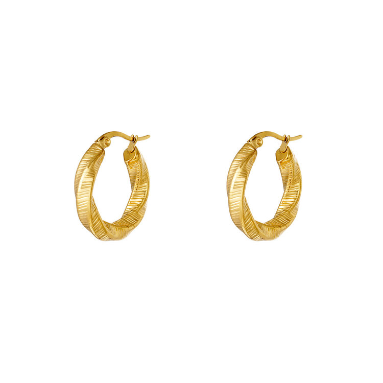 Gold Textured Twist Hoop Earrings