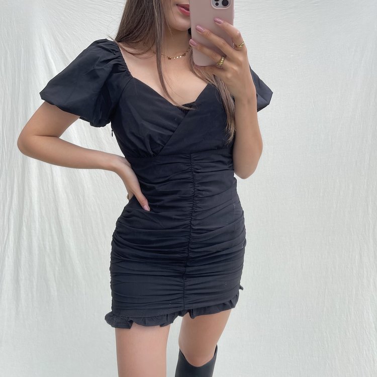 Yuja Ruched Dress / Black