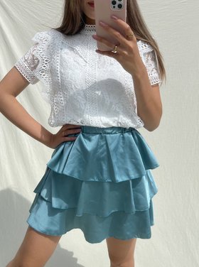 Sophia Satin Skirt / Teal Blue